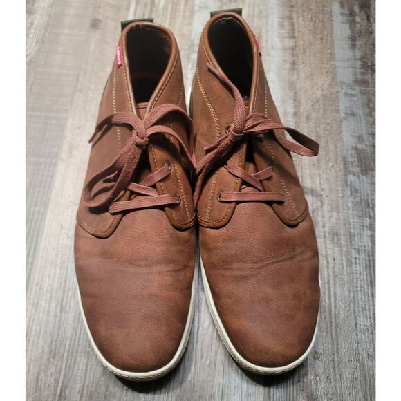 Levi’s Strauss Brown Mid Top Leather Boots Size 13 Men’s - Picture 2 of 8